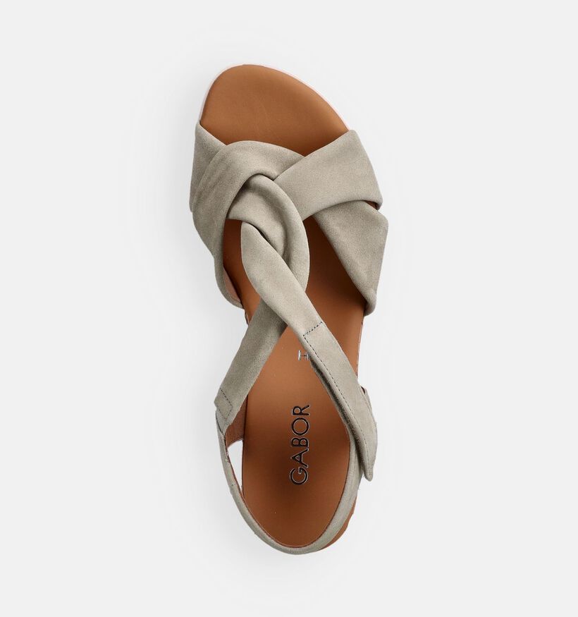 Gabor Kakigroene Sandalen met Sleehak voor dames (371183)