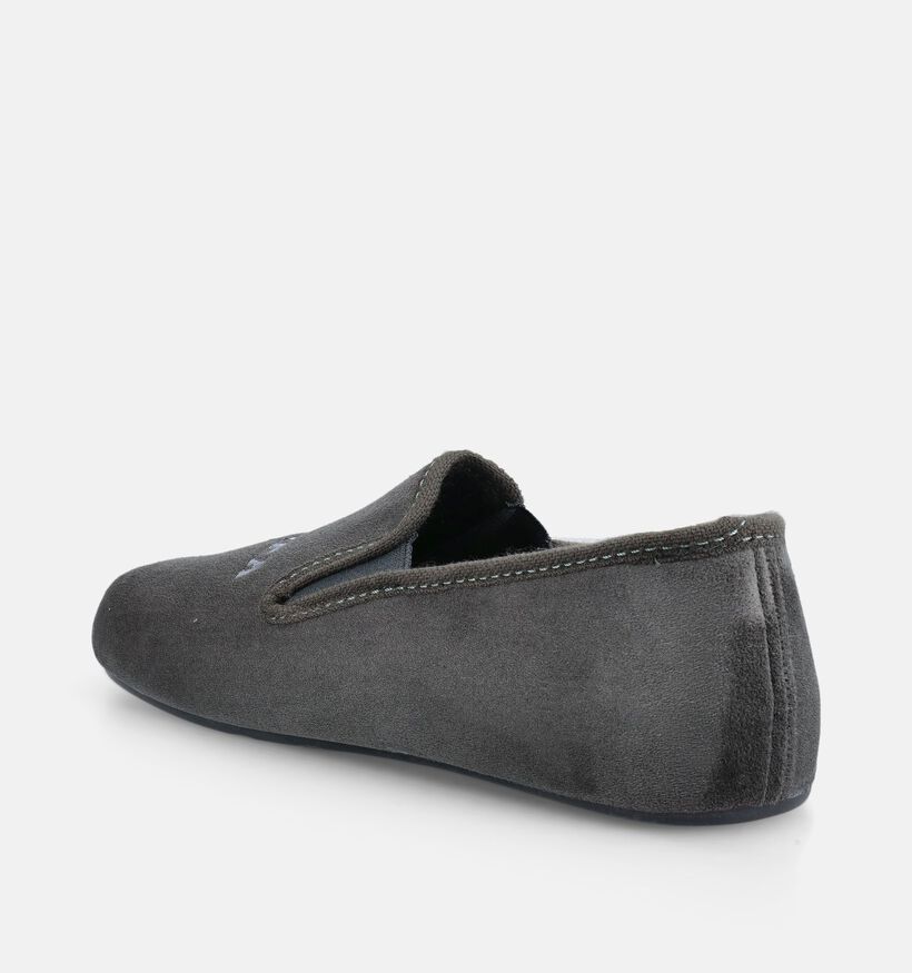 Scapa Pantoufles ferm&eacute;es en Gris fonc&eacute; pour hommes (381021) - pour semelles orthop&eacute;diques