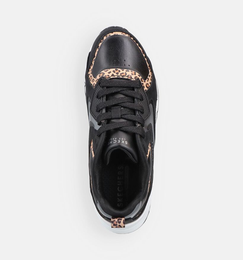 Skechers Uno Leopard Baskets basses en Noir pour filles (375708)