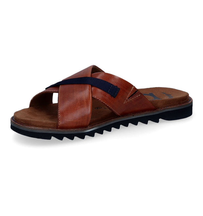 Bugatti Limon Cognac Slippers in leer (306424)