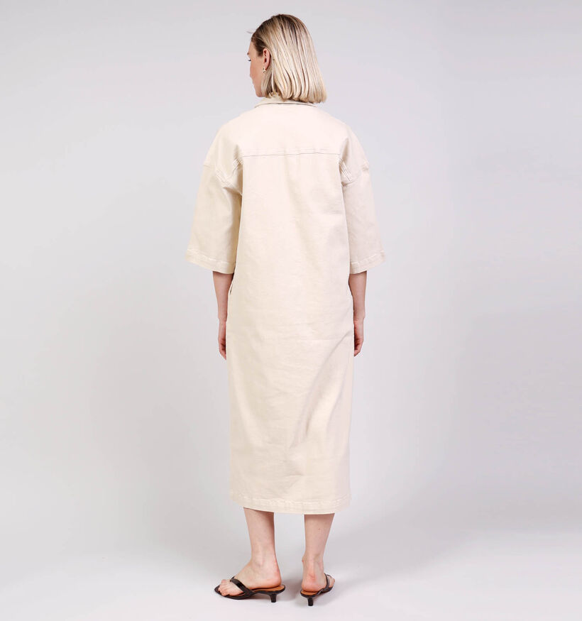 Vila Chia 3/4 Denim Robe chemise en Beige pour femmes (374294)