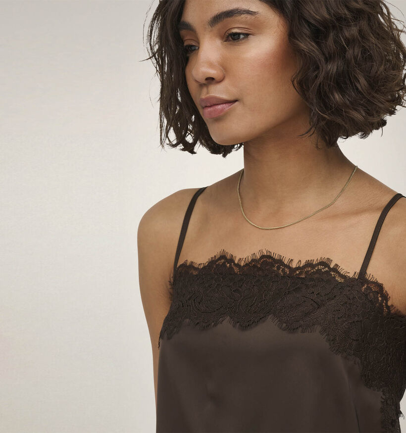 JDY Alana Lace Singlet D&eacute;bardeur en Marron Fonc&eacute; pour femmes (379380)