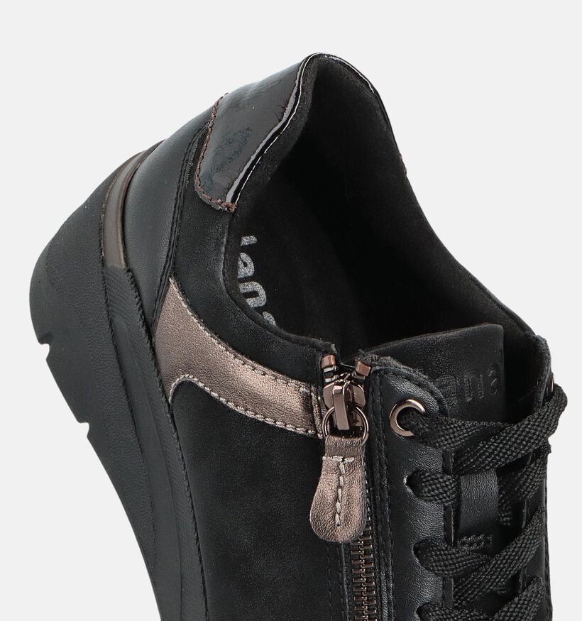 Jana Zwarte Sneakers met Veter en Rits voor dames (360423) - geschikt voor steunzolen