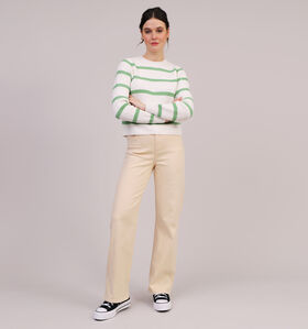 Pieces holly Jeans patte d'éléphant en Beige L30 pour femmes (323756)