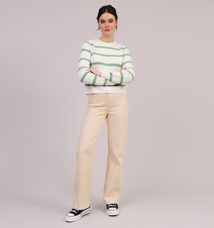 Pieces holly Jeans patte d'éléphant en Beige L30 pour femmes (323756)