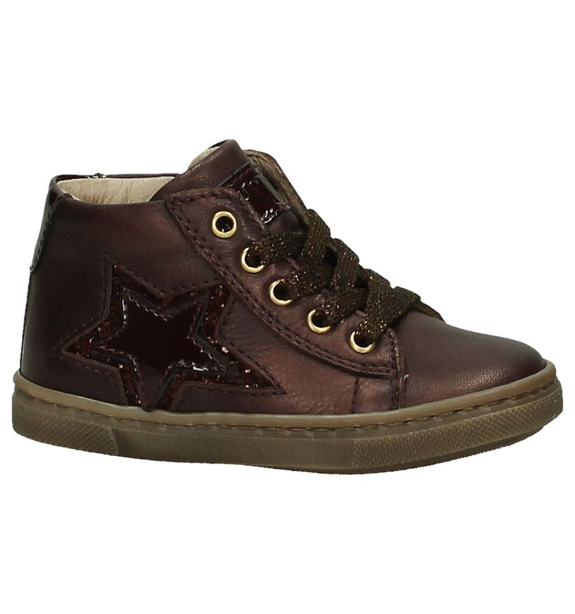 Bumba Bordeaux Hoge Schoenen met Rits en Veter, , pdp