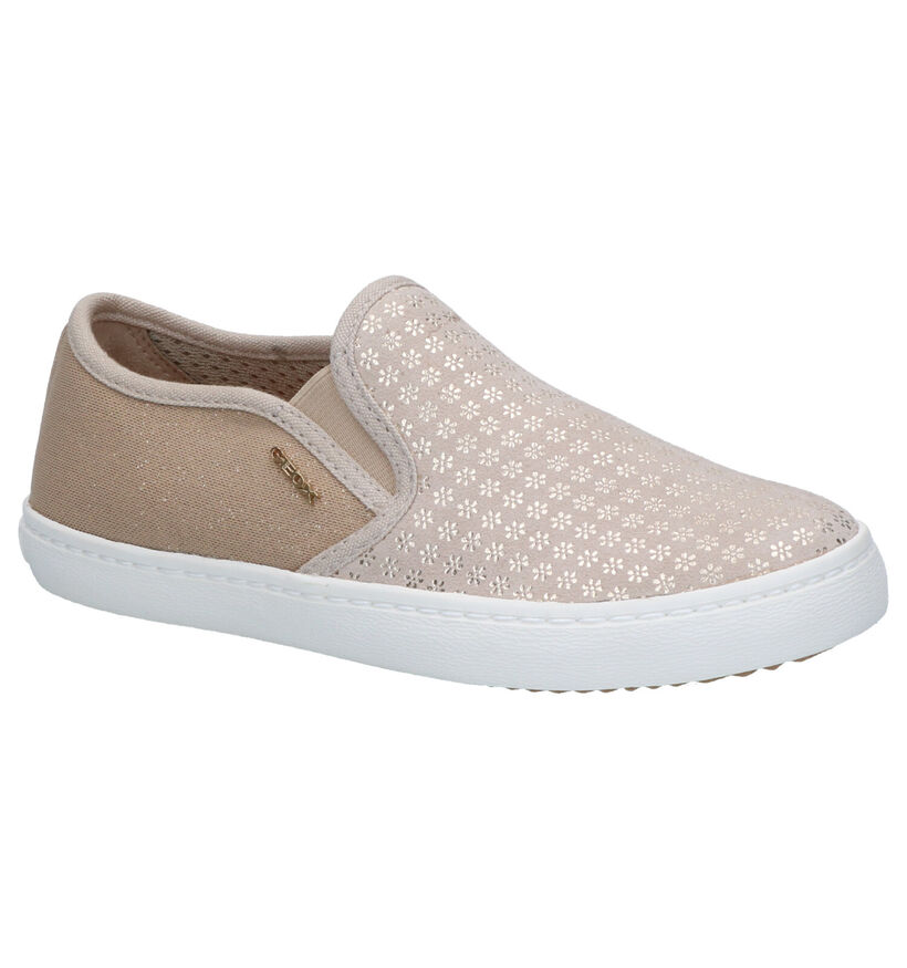 Geox Chaussures slip-on en Beige clair en textile (265765)