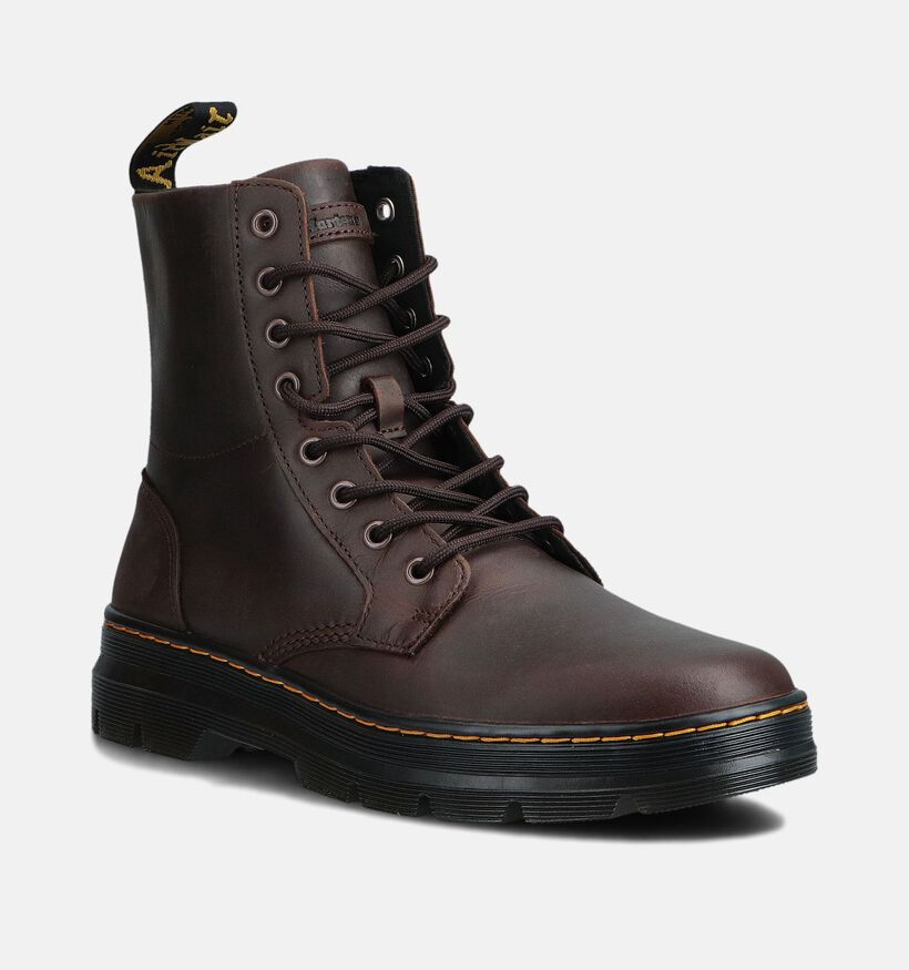 Dr. Martens Combs Leather Donkerbruine Boots met Veters voor heren (378038) - geschikt voor steunzolen