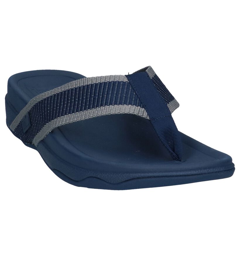 Donkerblauwe Teenslippers FitFlop Surfer Toe Post in stof (240193)