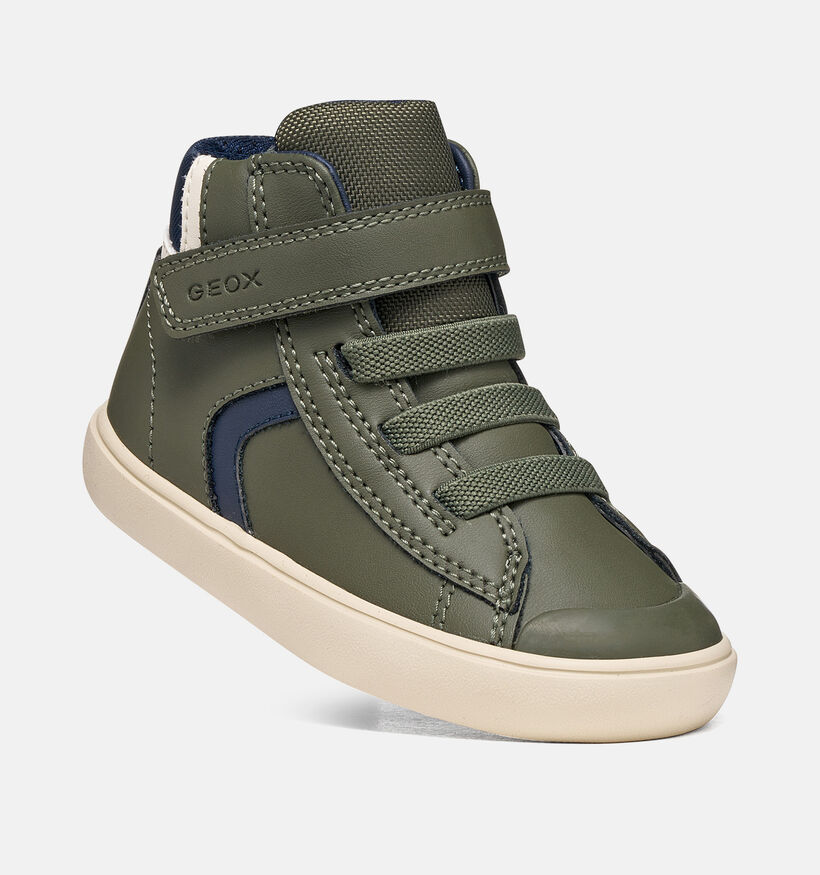 Geox Gisli Baskets montantes en Vert fonc&eacute; pour gar&ccedil;ons (377746) - pour semelles orthop&eacute;diques