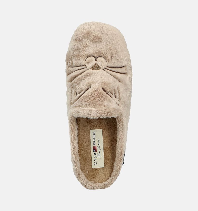 River Woods Pippa Cat Pantoufles en Beige pour femmes (381121) - pour semelles orthop&eacute;diques