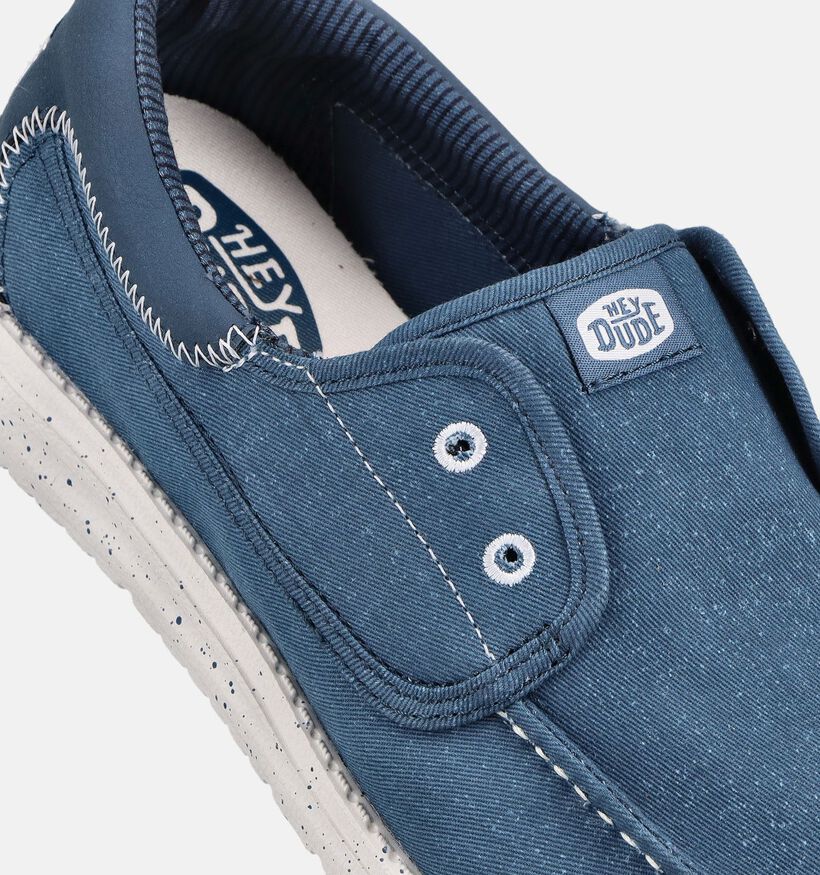 HEYDUDE Wally Cru Stretch Chaussures &agrave; enfiler en Bleu pour hommes (370093) - pour semelles orthop&eacute;diques