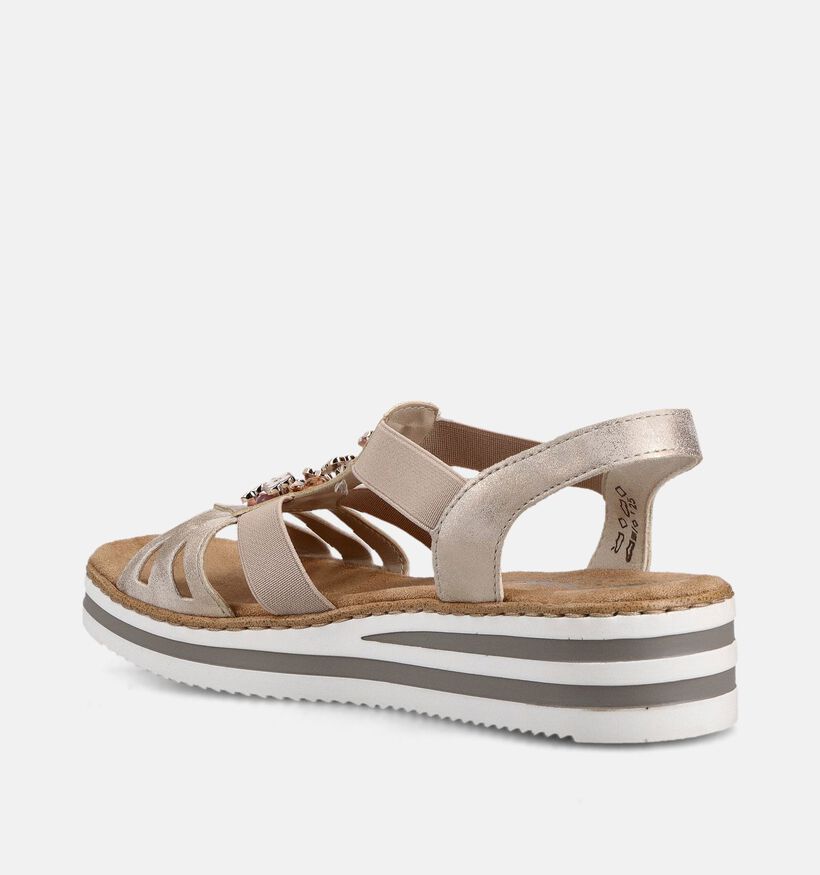 Rieker Gouden Sandalen op sleehak voor dames (370379)