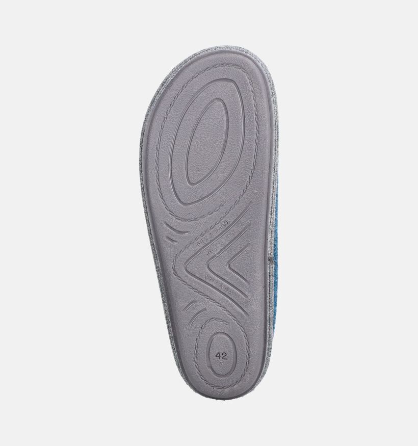 River Woods Harald Pantoufles en Bleu/Gris pour hommes (381209) - pour semelles orthop&eacute;diques