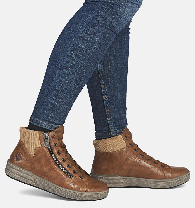 Rieker Cognac Hoge Sneakers voor dames (363557) - geschikt voor steunzolen