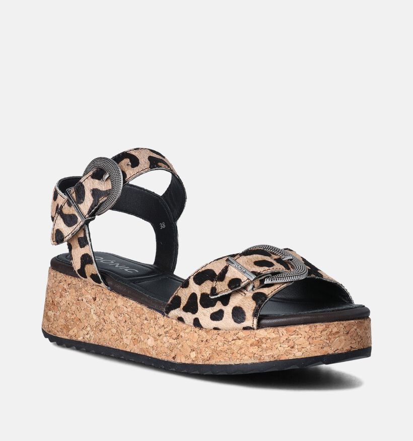 IQÔNIC Salina 4 Bruine Sandalen Met Sleehak voor dames (357702)