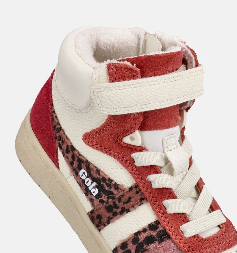 Gola Tallon Safari Strap Baskets montantes en Blanc/Rouge pour filles (376291) - pour semelles orthop&eacute;diques