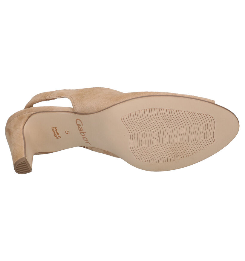 Gabor Sandales à talons en Beige foncé en nubuck (271722)