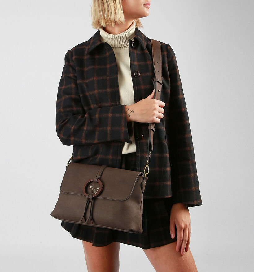 Woomen Verveine Sac port&eacute; crois&eacute; en Brun fonc&eacute; pour femmes (378674)