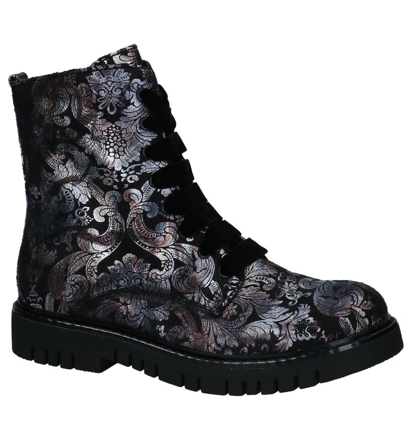 Zwarte Boots met Rits/Veter Marco Tozzi in stof (226345)