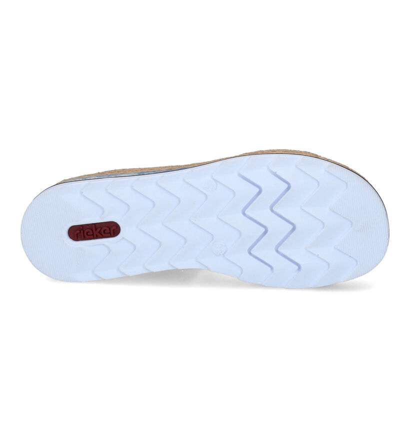 Rieker Blauwe Slippers met sleehak voor dames (339108)