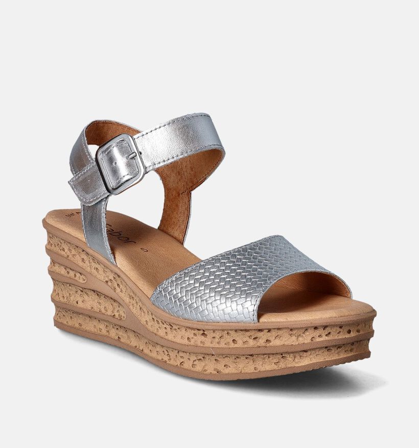 Gabor Best Fitting Sandales avec talon compensé en Argent pour femmes (355089)