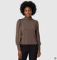 Minuit Douze Elycia Donkerbruine T-shirt Lange Mouwen voor dames (381867)