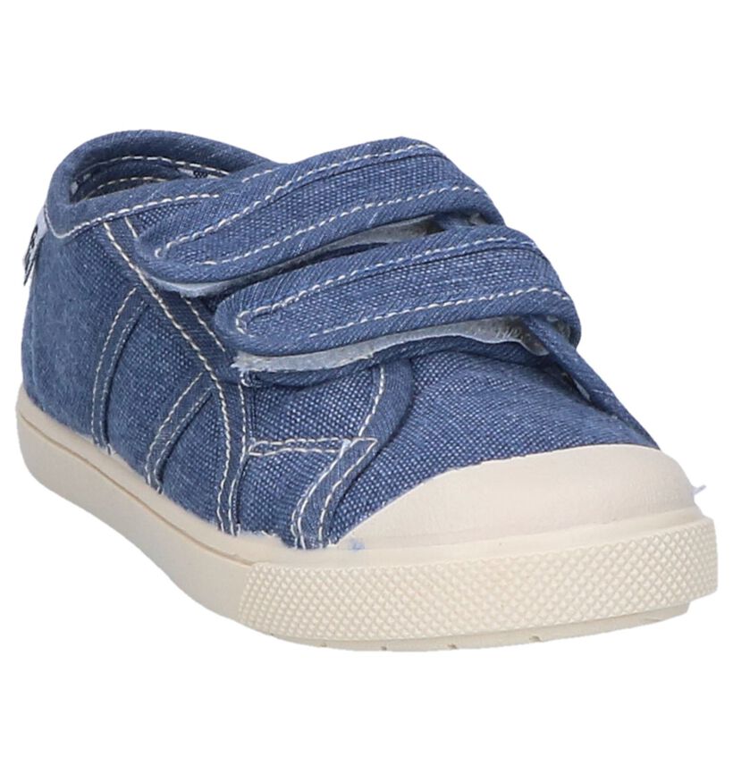 Jeansblauwe Velcroschoenen Ani Basket Florida in stof (253294)