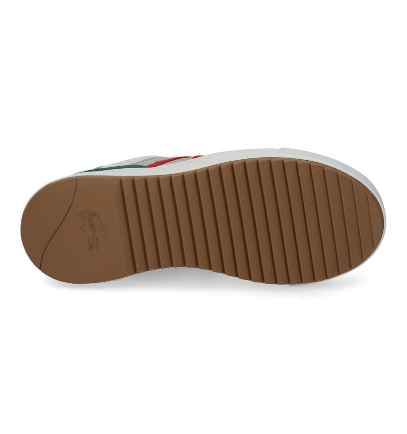 Lacoste L002 Beige Platform Sneakers in stof (313494)