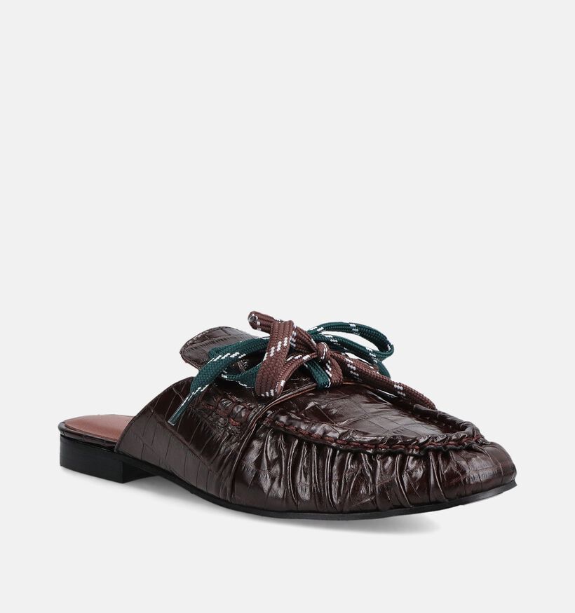 March23 Tilly Chocolat Croco Nu-pieds en Marron pour femmes (381086)