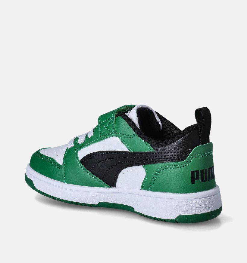 Puma Rebound v6 Lo Baskets en Vert pour filles, garçons (350373) - pour semelles orthopédiques