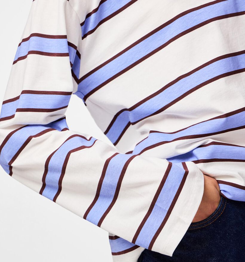 Pieces Mila Blauwe T-shirt met Lange Mouwen voor dames (367051)