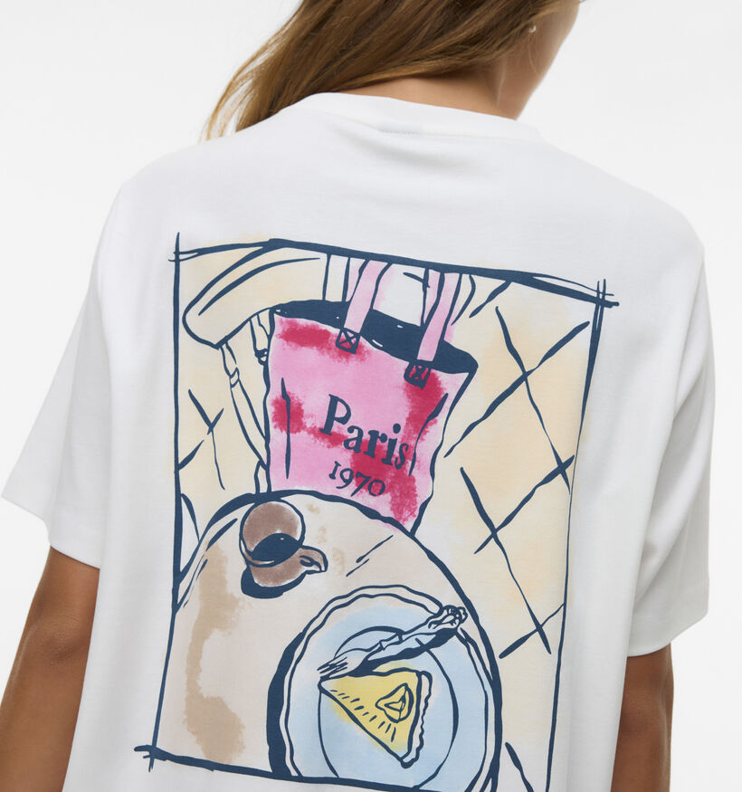 Vero Moda Vera Caty T-shirt Paris en Blanc pour femmes (367197)