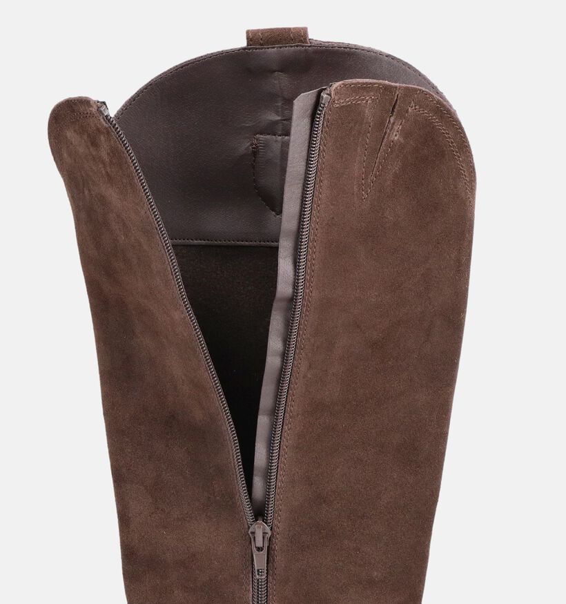 Poelman Donkerbruine Lange Laarzen met Hak voor dames (388203)