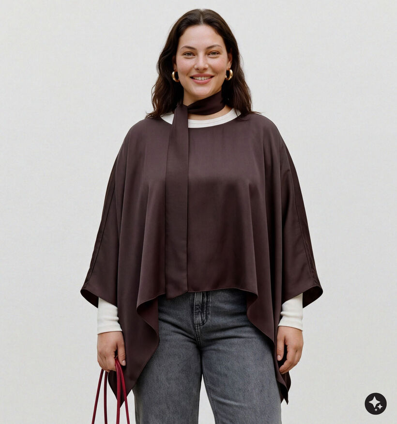 Vero Moda Curve Miro Scarf Blouse en Brun fonc&eacute; pour femmes (382204)