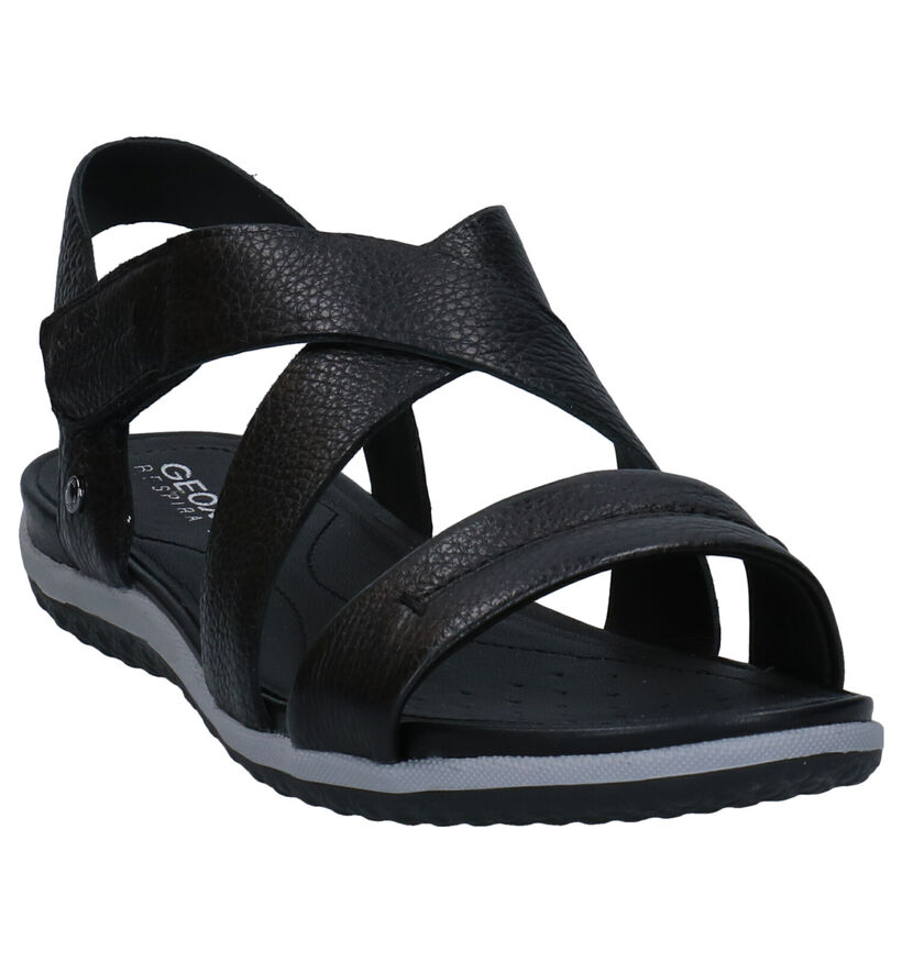 Geox Vega Zwarte Sandalen in leer (285599)