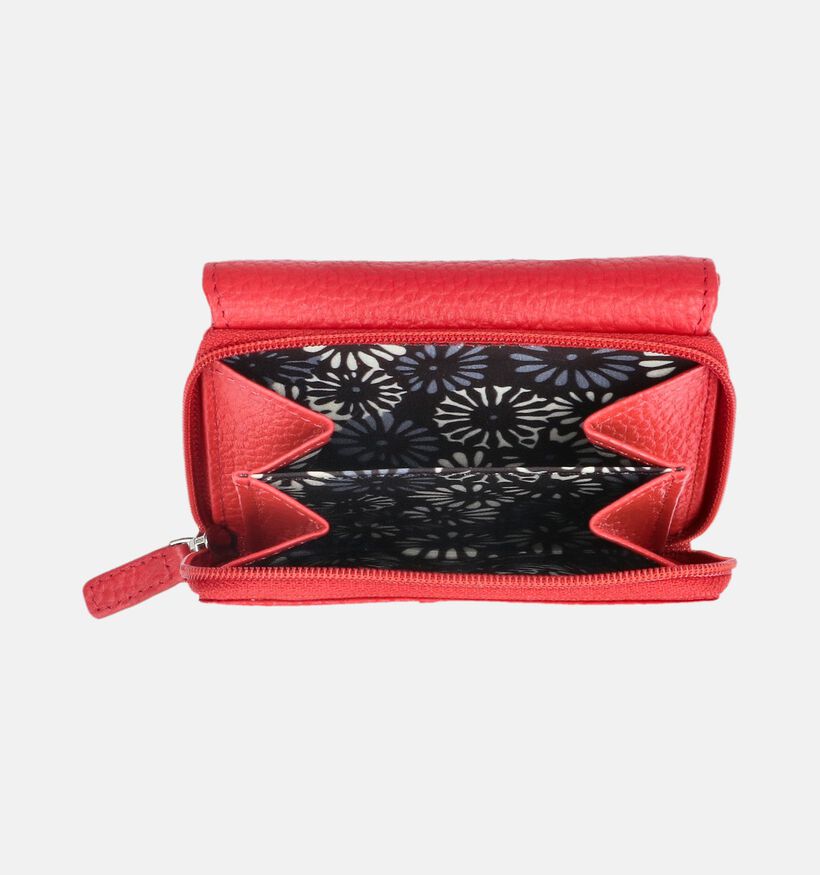 Euro-Leather Cardelli Porte-monnaie zipp&eacute; en Rouge pour femmes (375944)