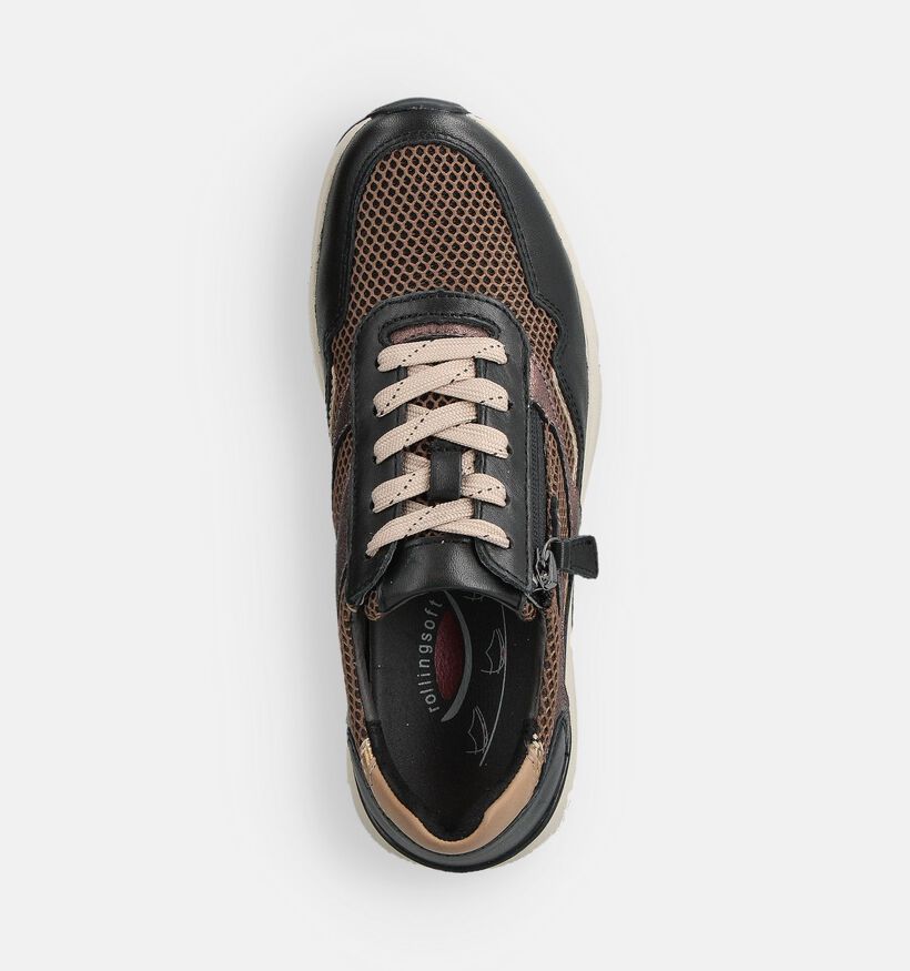 Gabor Rollingsoft Zwarte Sneakers met Rits voor dames (360318) - geschikt voor steunzolen