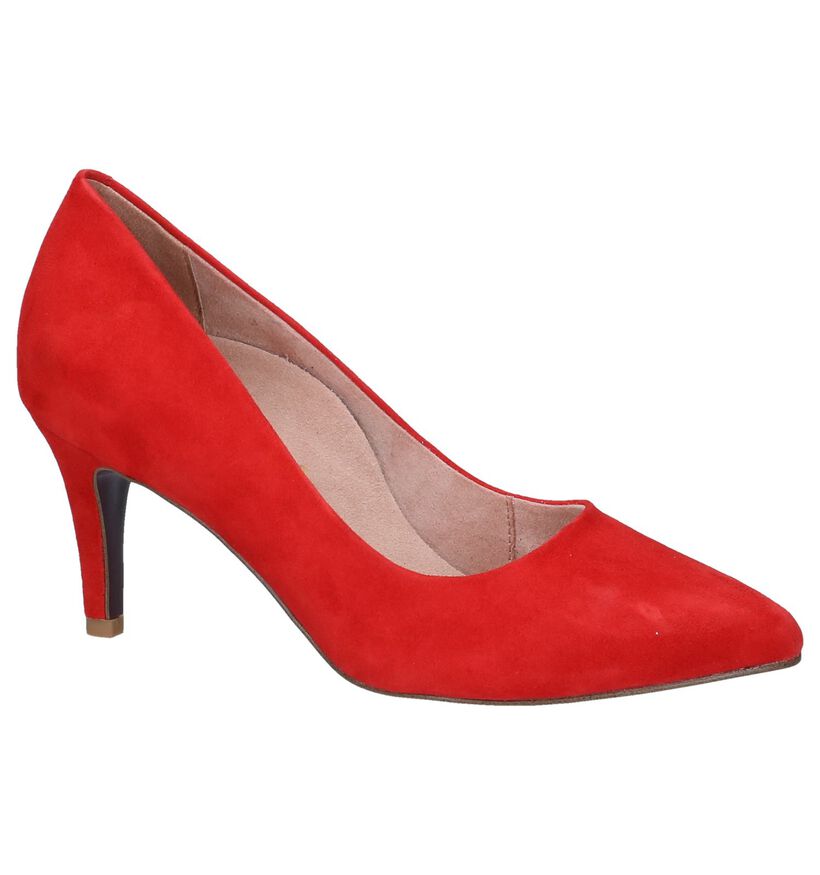 Tamaris Heart & Sole Rode Pumps in daim (244118)