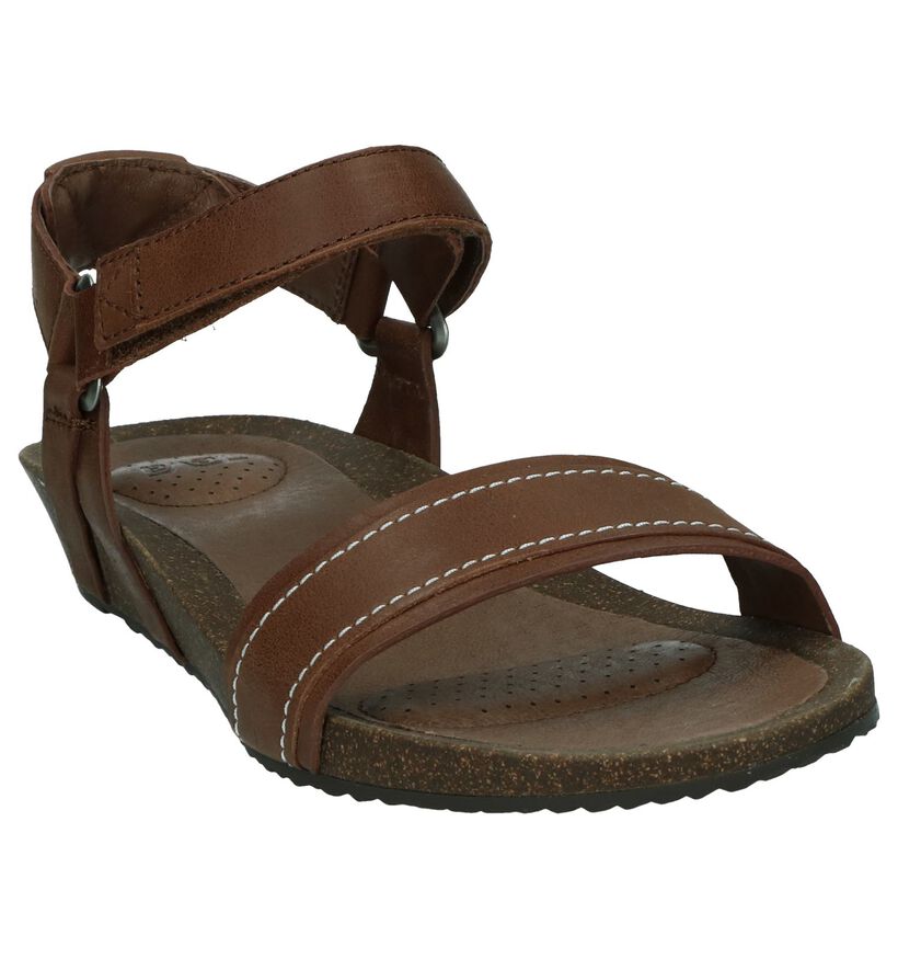 Teva Ysidro Sandales plates en Brun foncé en cuir (242627)