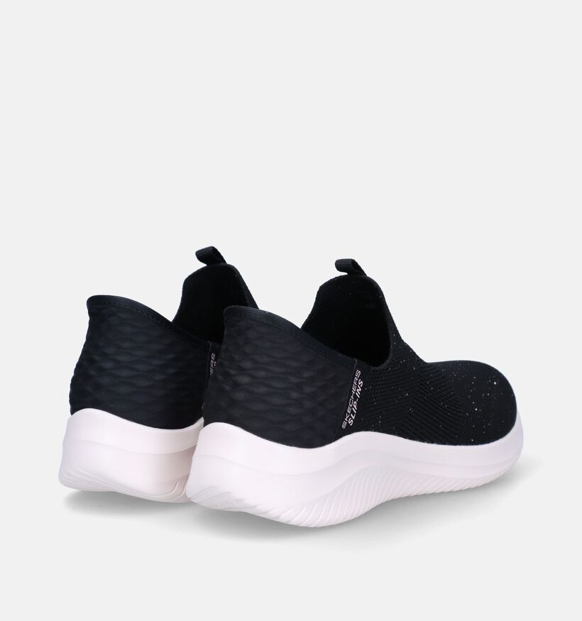 Skechers Slip-ins Ultra Flex 3.0 Shiny Night Zwarte Slip-on Sneakers voor dames (334192) - geschikt voor steunzolen