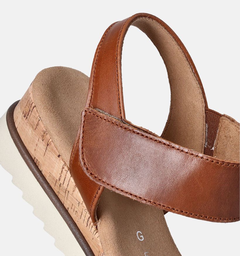 Gabor Sandales avec talon compens&eacute; en Cognac pour femmes (352034)