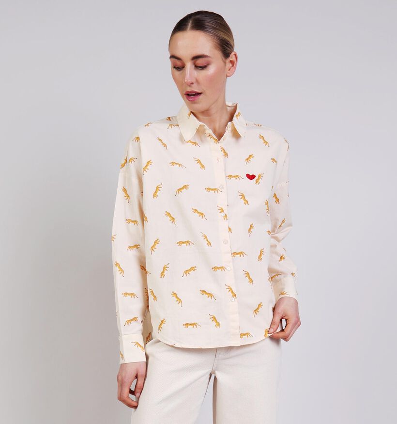 Pieces Janna Small Tigers Blouse en Ecru pour femmes (367074)