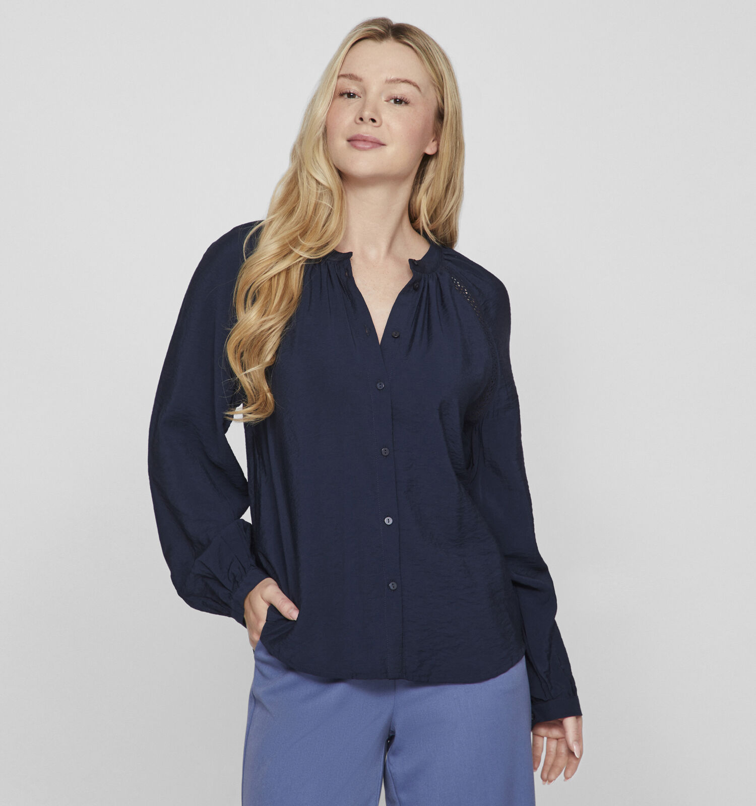 Vila Dogma Blauwe Blouse Dames Blouses Online op TORFS.BE