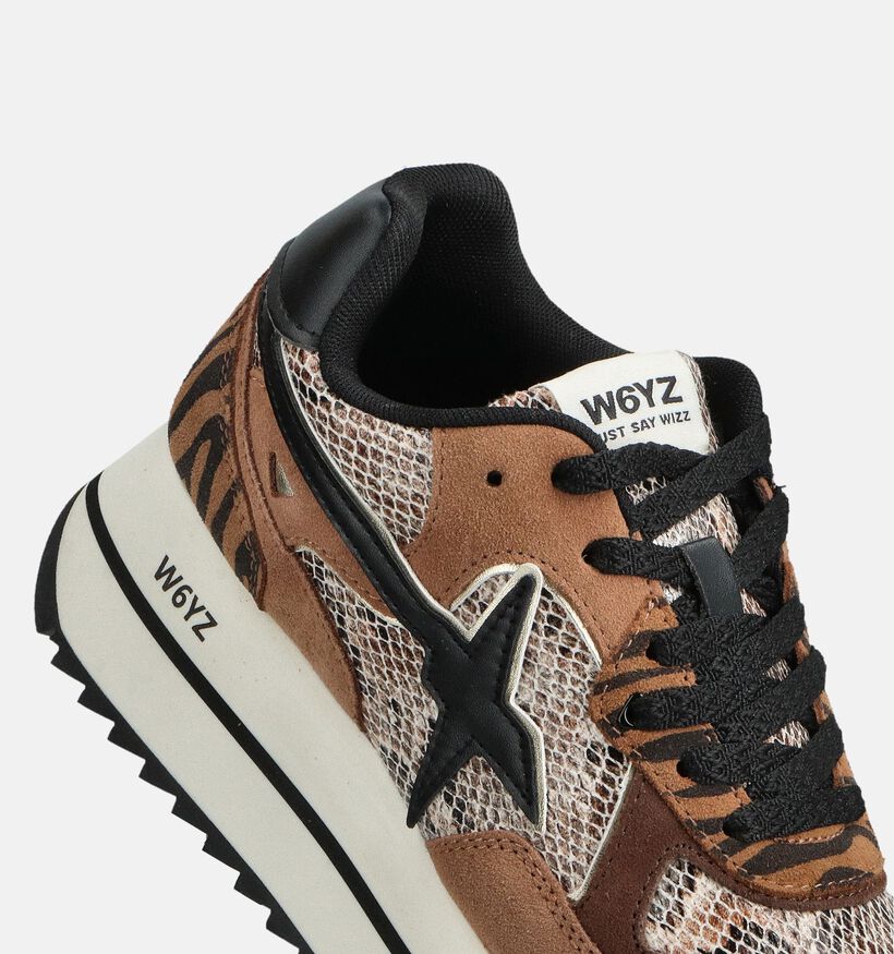 W6YZ Deva Bruine/Zwarte Platformsneakers voor dames (364048) - geschikt voor steunzolen