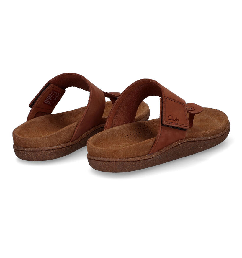 Clarks Pilton Post Cognac Teenslippers in nubuck (304495)