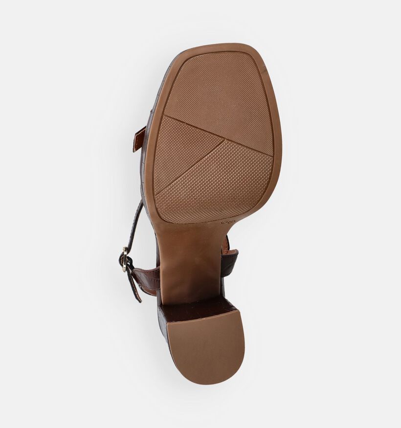 Laurent David Croco Sandales &agrave; talons en Brun fonc&eacute; pour femmes (373546)