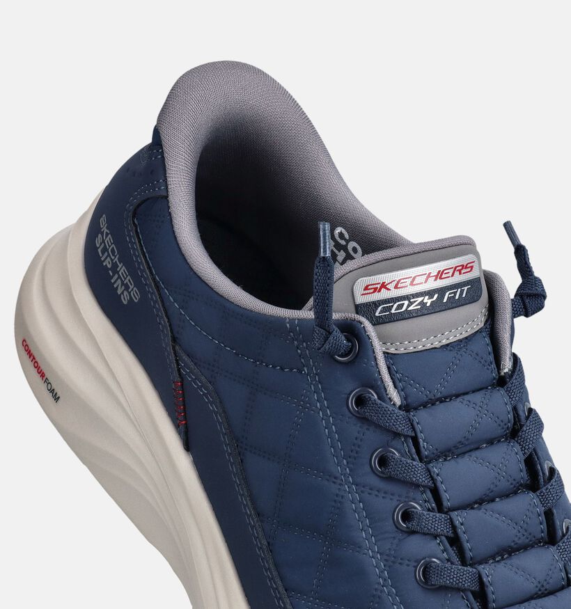 Skechers Contour Foam Cozy Fit Baskets en Bleu fonc&eacute; pour hommes (375635)