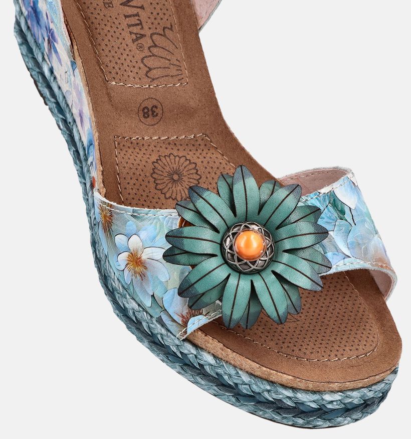 Laura Vita Fayco Sandales compens&eacute;es en Bleu pour femmes (373207)