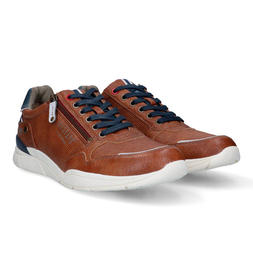 Mustang Cognac Veterschoenen voor heren (320132) - geschikt voor steunzolen